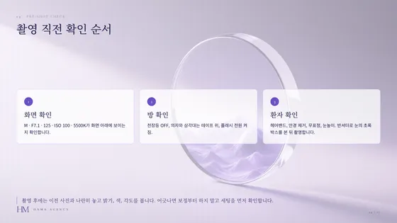 촬영 표준화 강의 자료 — 화면 확인, 방 확인, 환자 확인 세 단계
